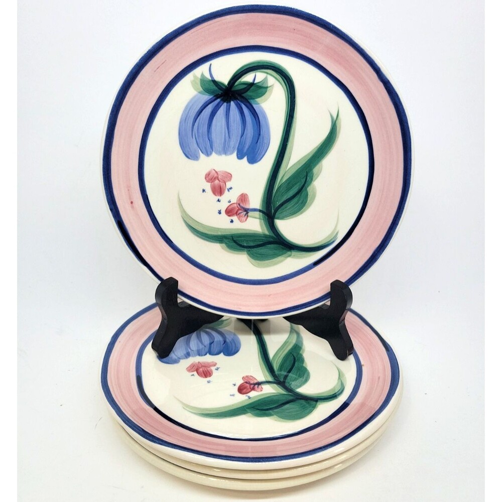 Gail Pittman Novak Set Of 4 Vintage Floral 7 3/4"  Side Or Salad Plates VGC